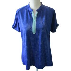 Lopez Women's Short Sleeve Blue Stretch Desert Dry Beaded Shirt Size XL